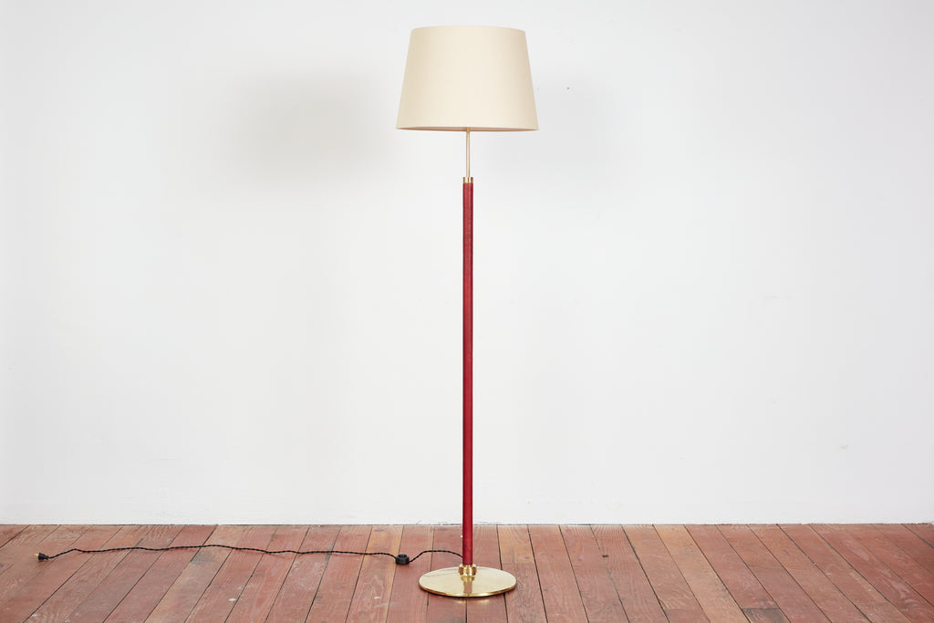 Red Jacques Adnet Style Floor Lamp