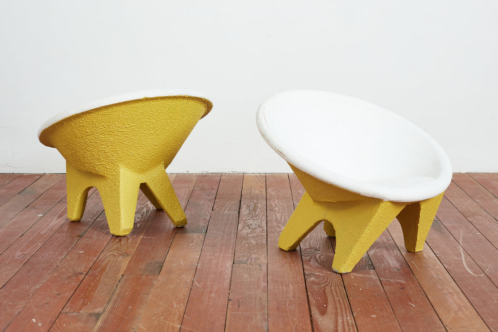 Pair of Yellow Concrete Chairs