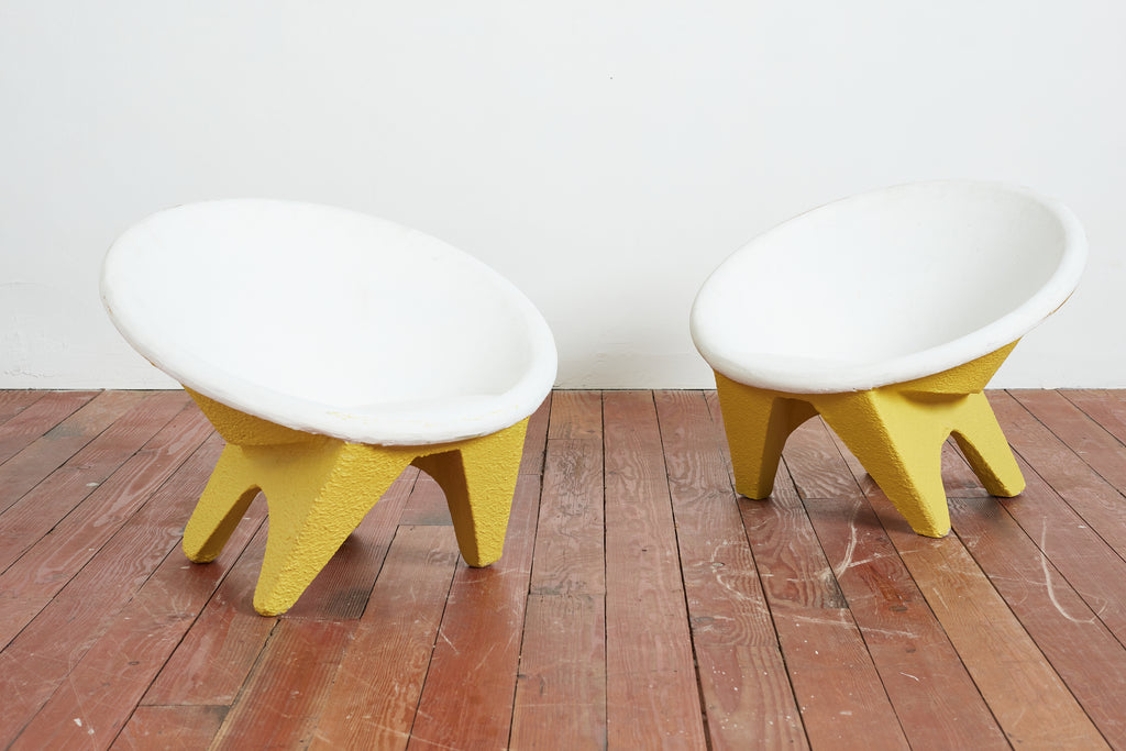 Pair of Yellow Concrete Chairs