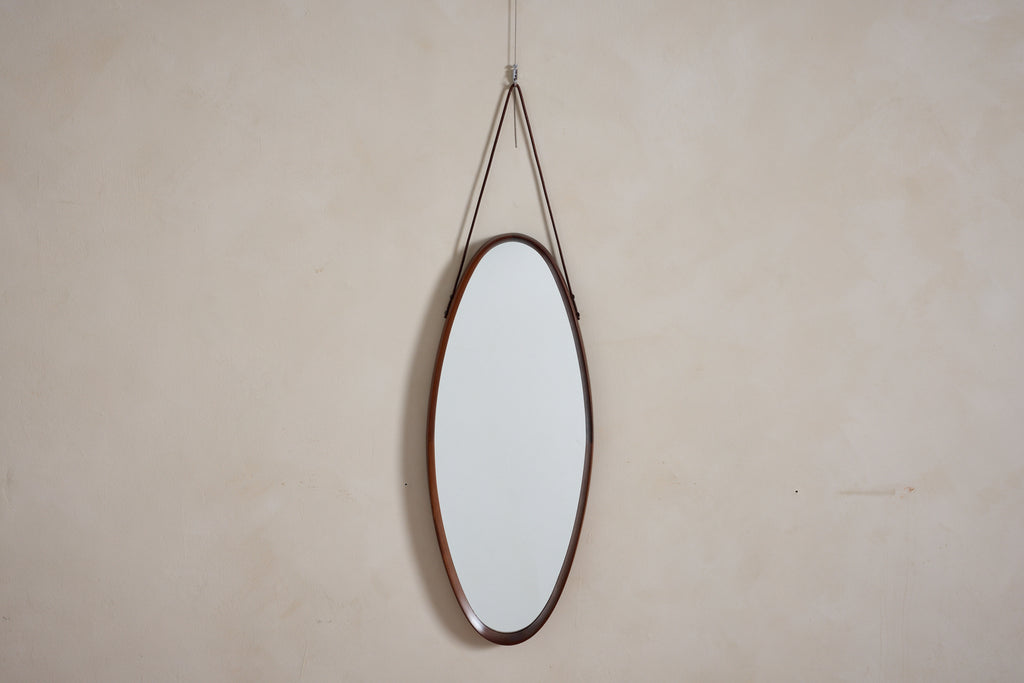 Italian Wood and Leather Mirror