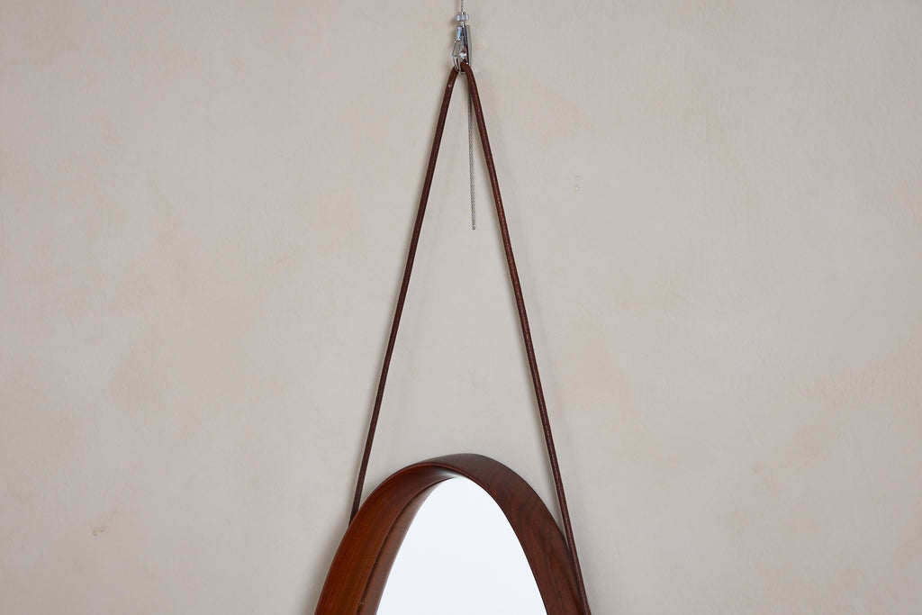 Italian Wood and Leather Mirror