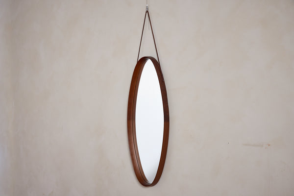 Italian Wood and Leather Mirror