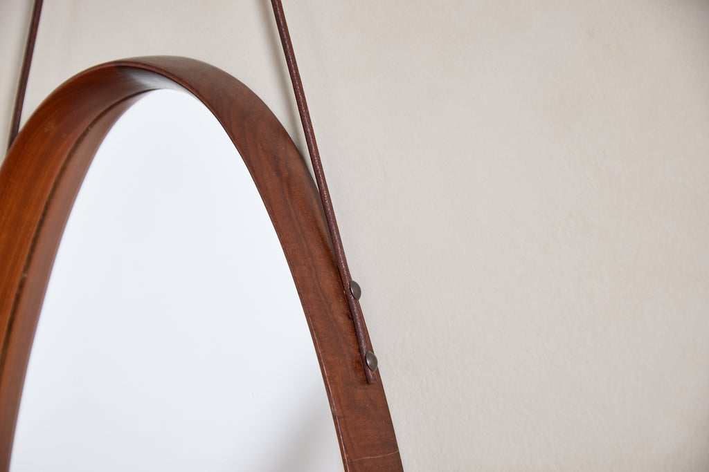 Italian Wood and Leather Mirror