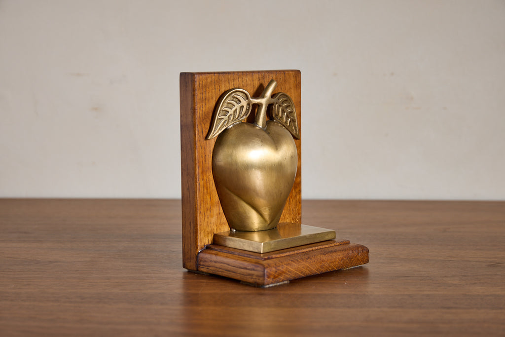 Vintage Brass Apple Bookends
