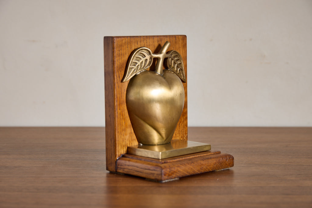 Vintage Brass Apple Bookends