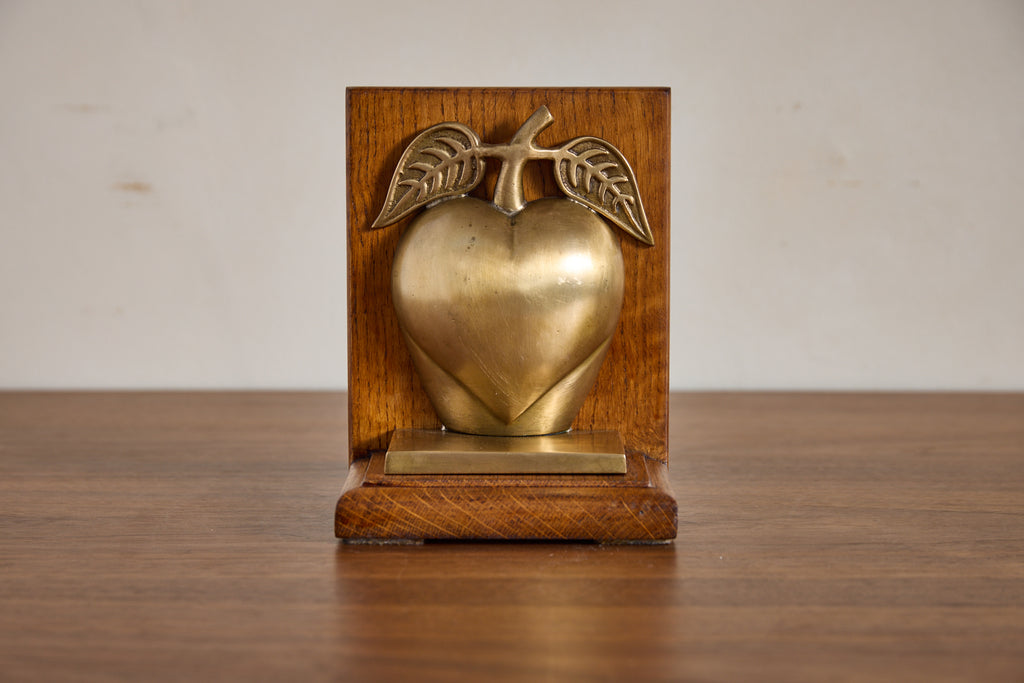 Vintage Brass Apple Bookends
