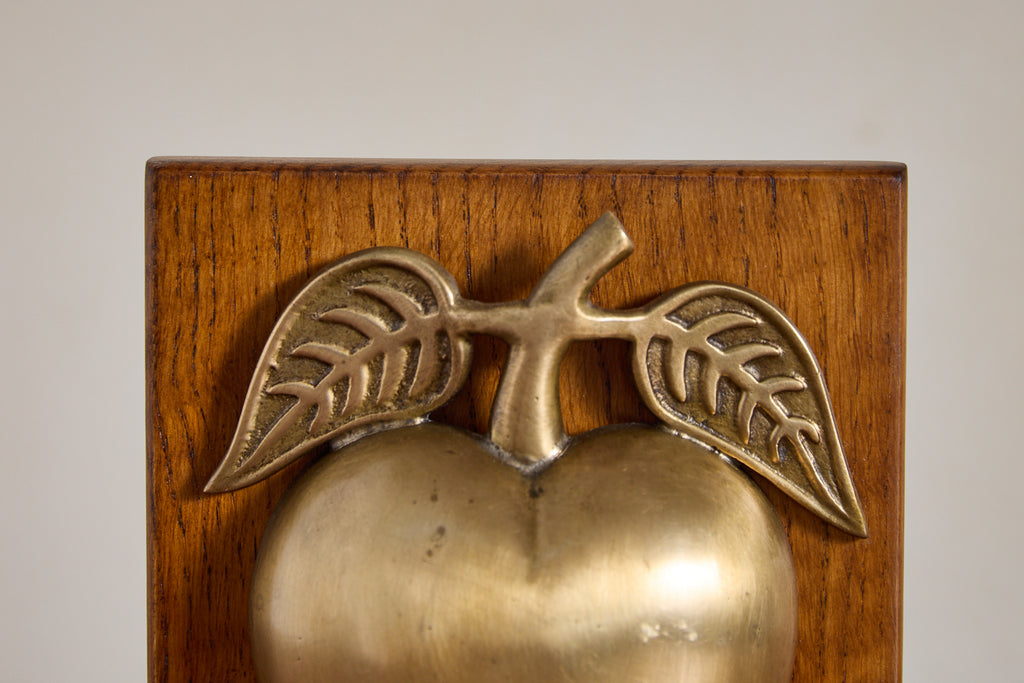 Vintage Brass Apple Bookends
