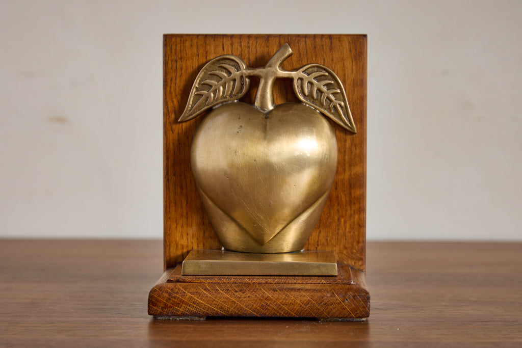 Vintage Brass Apple Bookends