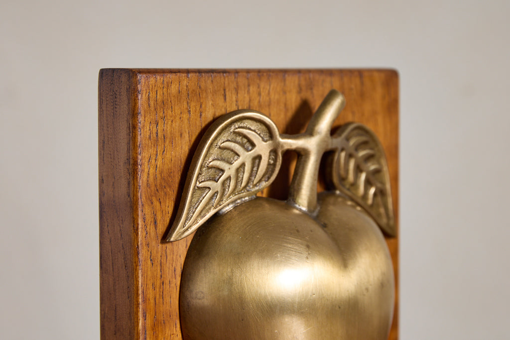 Vintage Brass Apple Bookends