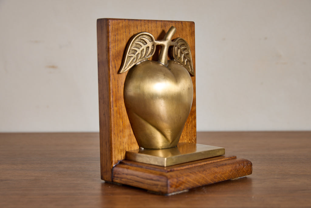 Vintage Brass Apple Bookends