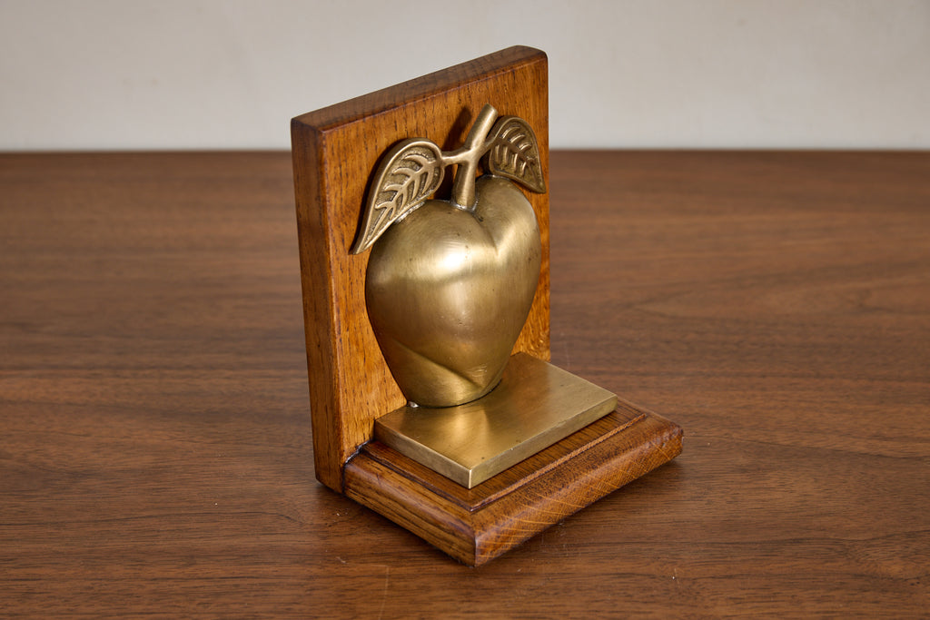 Vintage Brass Apple Bookends