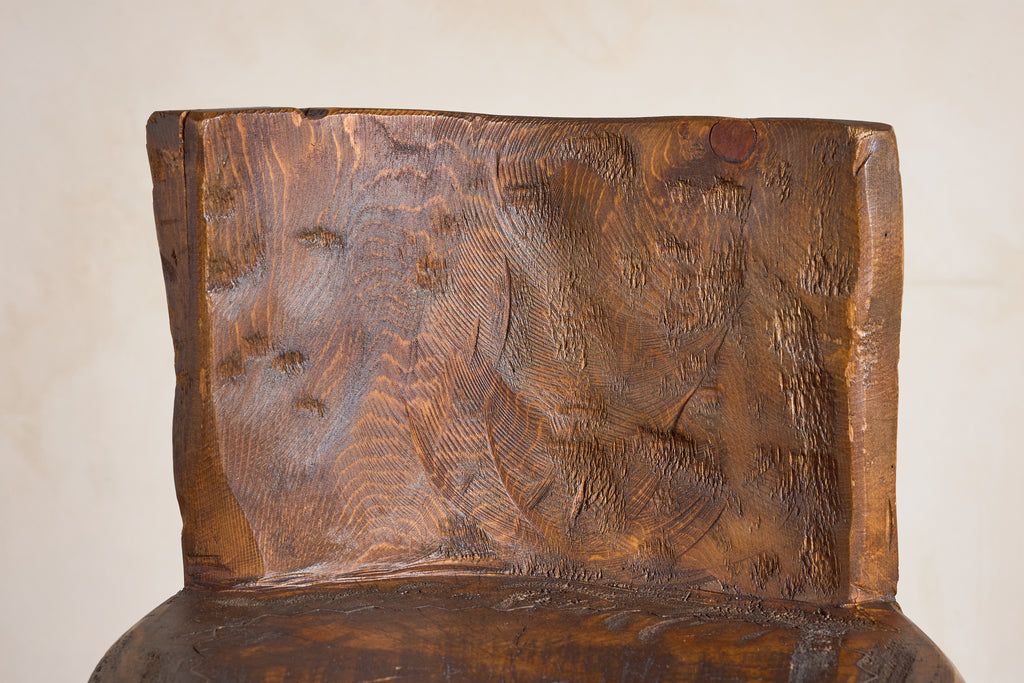 French Brutalist Carved Bar Stools - Set of 4