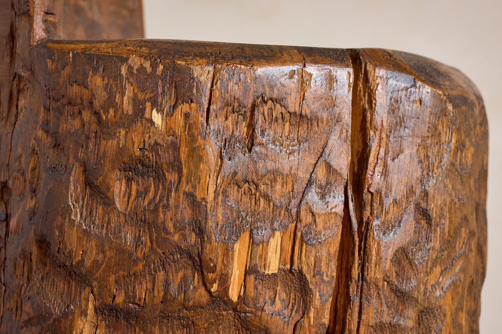 French Brutalist Carved Bar Stools - Set of 4