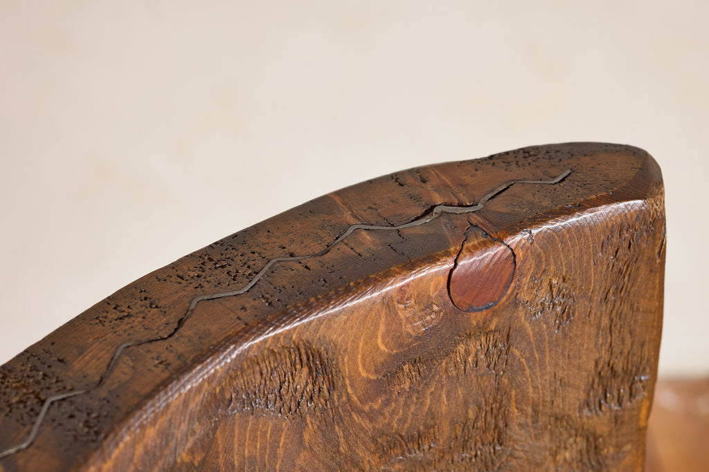 French Brutalist Carved Bar Stools - Set of 4