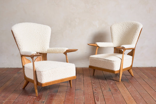 Unique Walnut Italian Arm Chairs