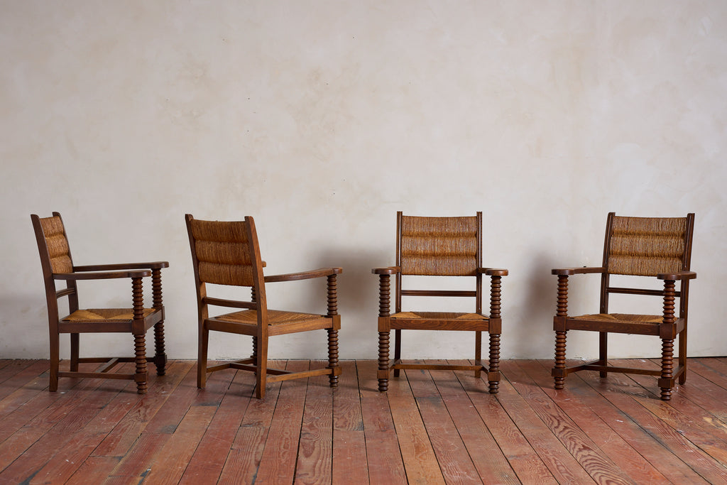 Set of Four Charles Dudouyt Arm Chairs