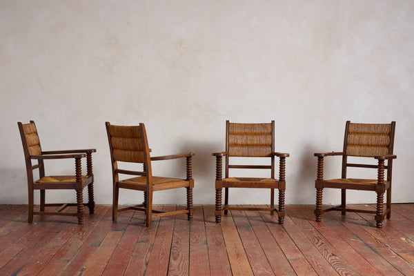 Set of Four Charles Dudouyt Arm Chairs