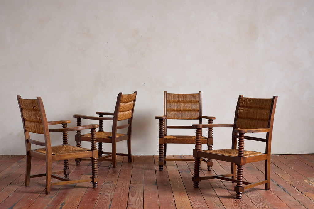 Set of Four Charles Dudouyt Arm Chairs