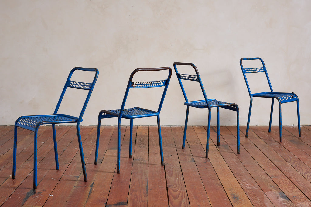 Blue Rene Malaval Perforated Chairs - Set of 4
