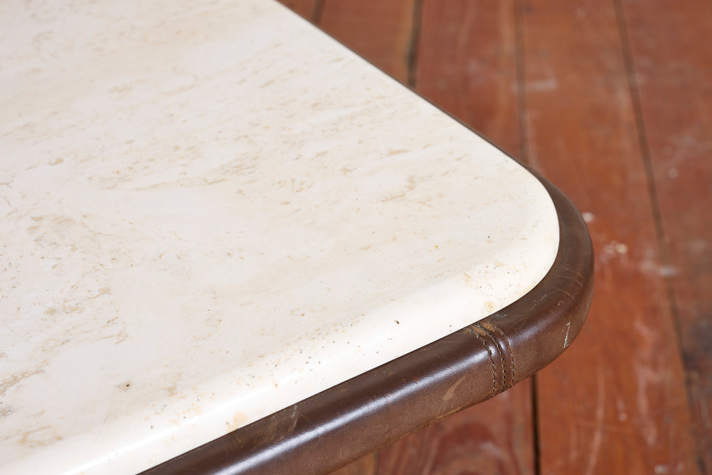 De Sede Leather and Travertine Coffee Table