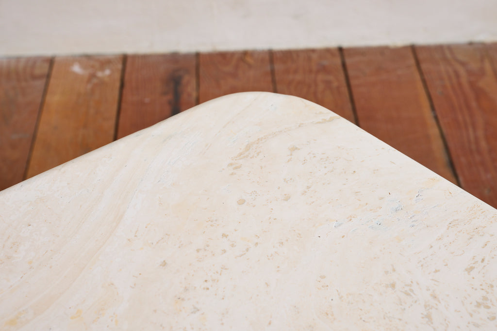 De Sede Leather and Travertine Coffee Table