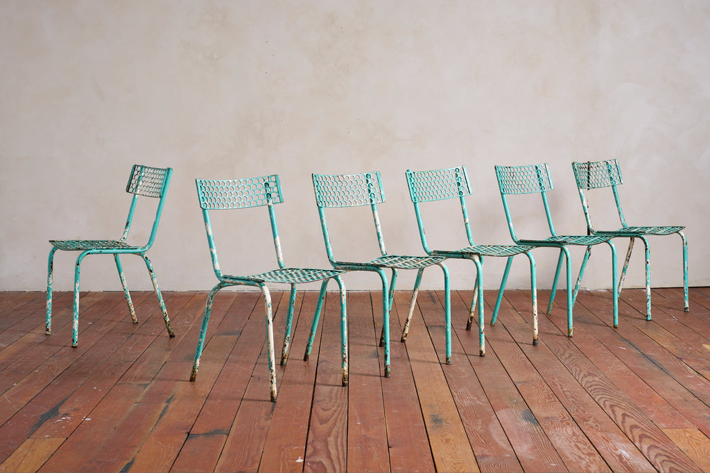 Turquoise Rene Malaval Bistro Chairs - set of 6