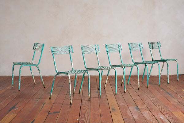 Turquoise Rene Malaval Bistro Chairs - set of 6