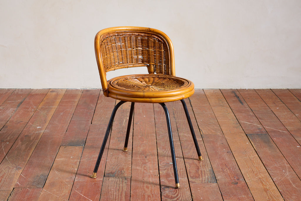 Danny Ho Fong Attributed Wicker Swivel Stool Chairs for Cal- Asia