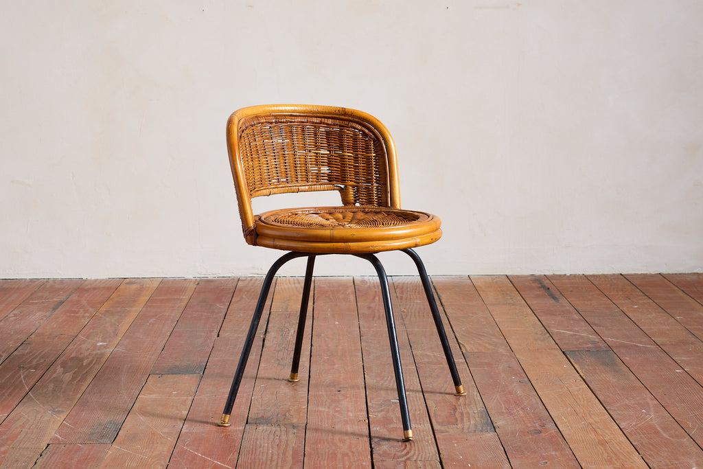 Danny Ho Fong Attributed Wicker Swivel Stool Chairs for Cal- Asia