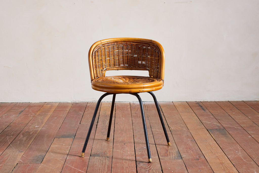 Danny Ho Fong Attributed Wicker Swivel Stool Chairs for Cal- Asia