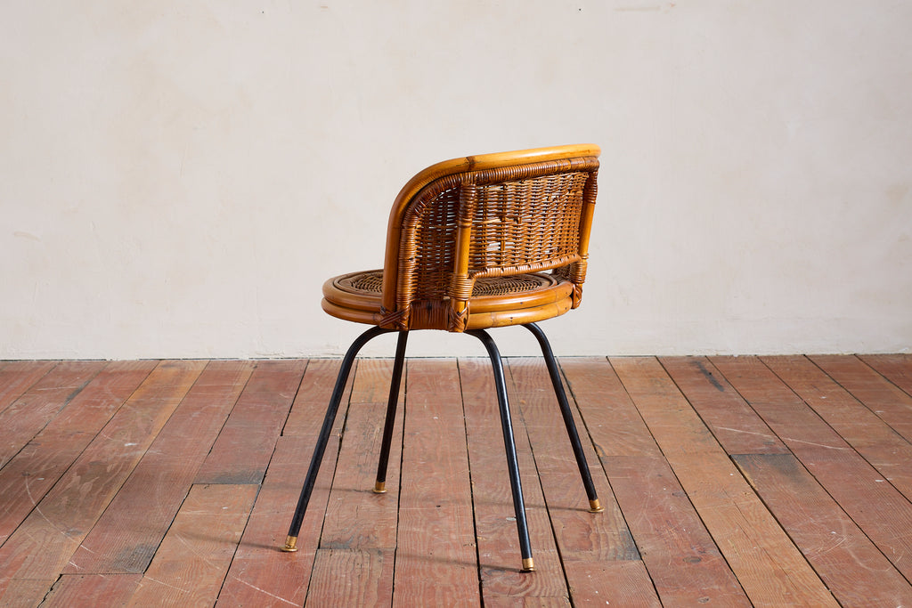 Danny Ho Fong Attributed Wicker Swivel Stool Chairs for Cal- Asia