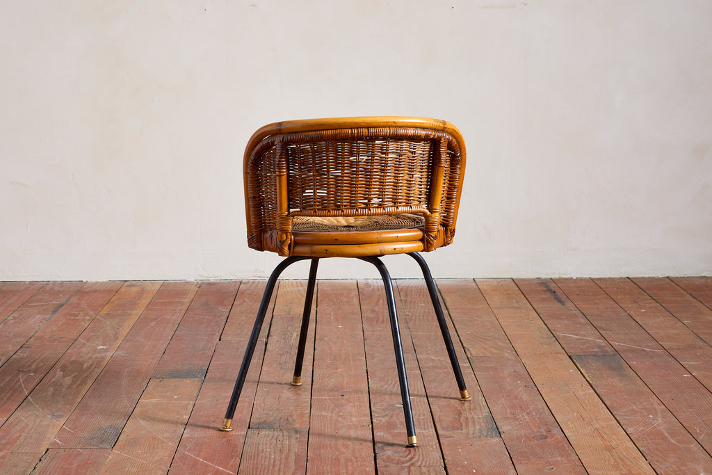 Danny Ho Fong Attributed Wicker Swivel Stool Chairs for Cal- Asia