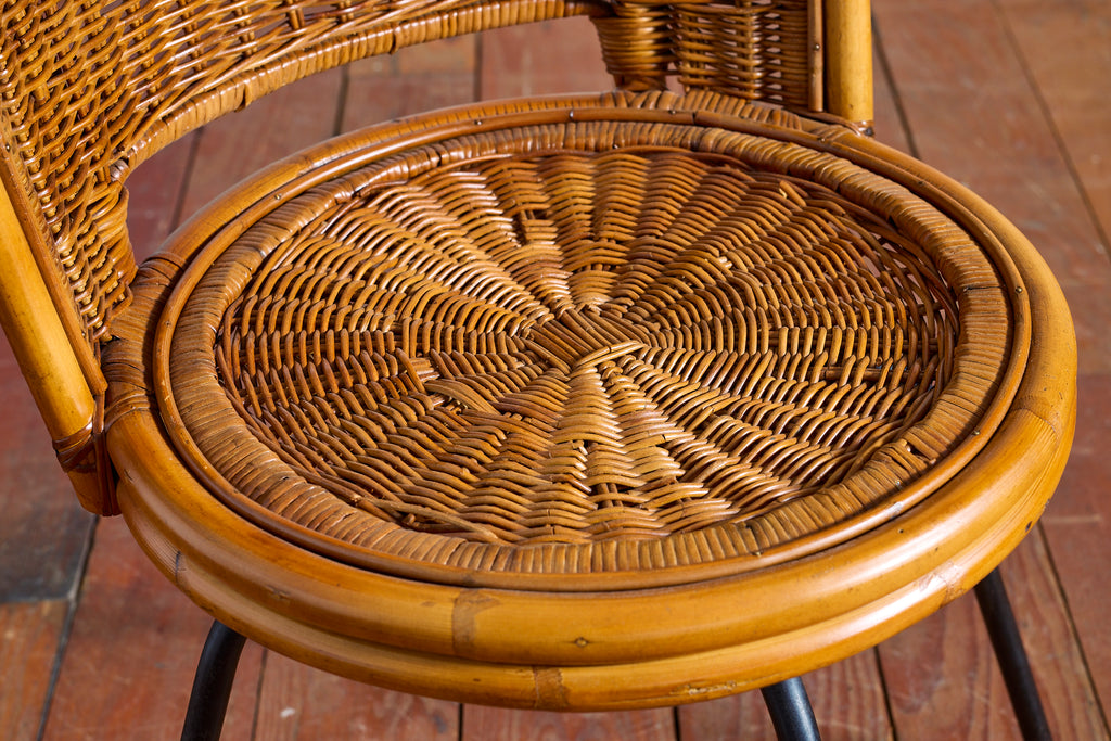 Danny Ho Fong Attributed Wicker Swivel Stool Chairs for Cal- Asia