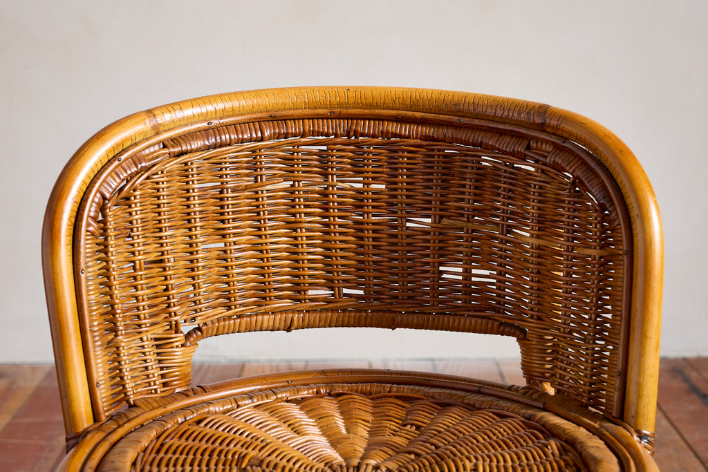 Danny Ho Fong Attributed Wicker Swivel Stool Chairs for Cal- Asia