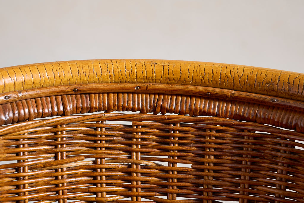 Danny Ho Fong Attributed Wicker Swivel Stool Chairs for Cal- Asia