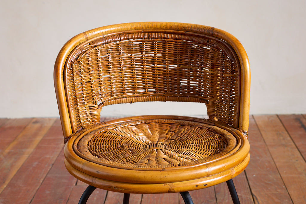 Danny Ho Fong Attributed Wicker Swivel Stool Chairs for Cal- Asia