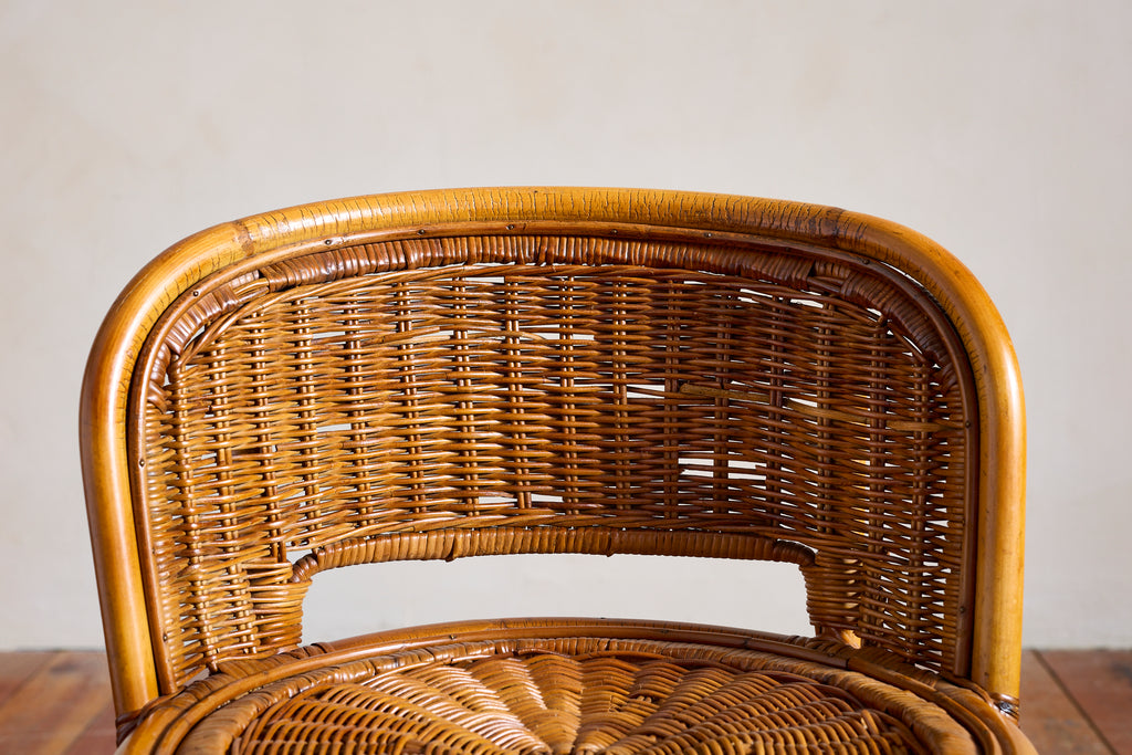 Danny Ho Fong Attributed Wicker Swivel Stool Chairs for Cal- Asia