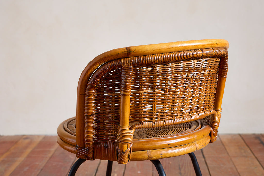 Danny Ho Fong Attributed Wicker Swivel Stool Chairs for Cal- Asia