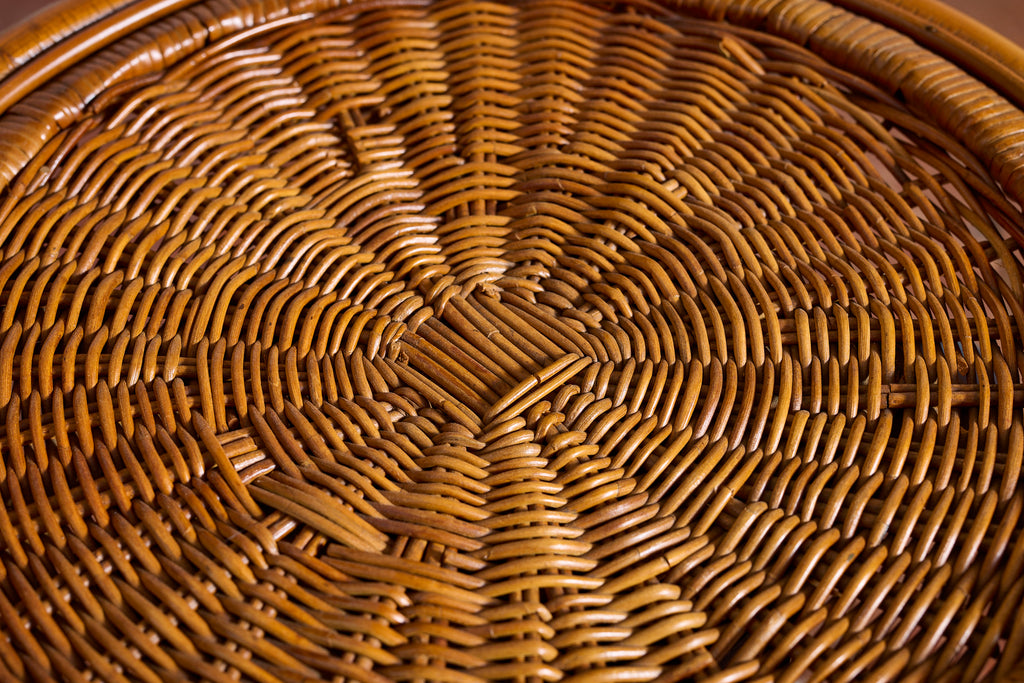 Danny Ho Fong Attributed Wicker Swivel Stool Chairs for Cal- Asia