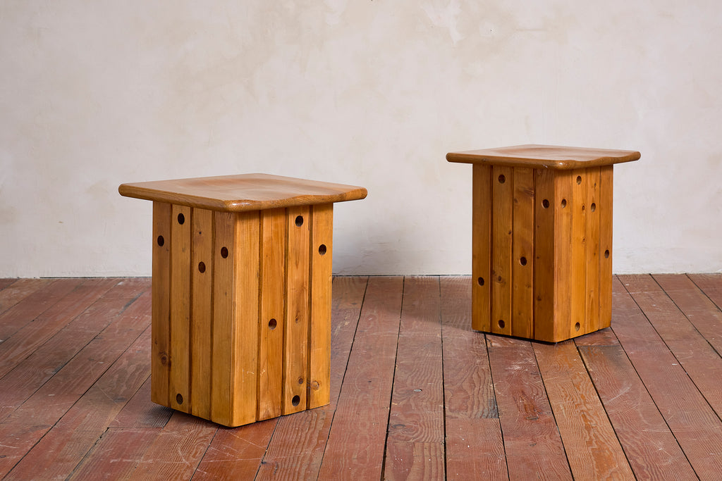 Pair of Pine Stools by Giuseppe Rivadossi