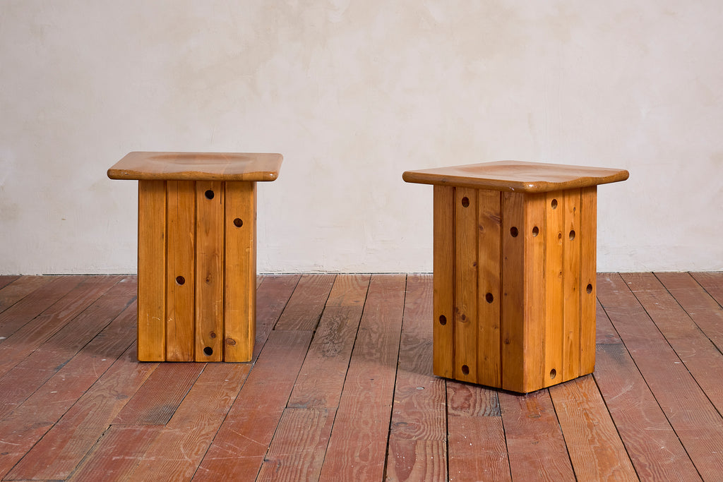 Pair of Pine Stools by Giuseppe Rivadossi