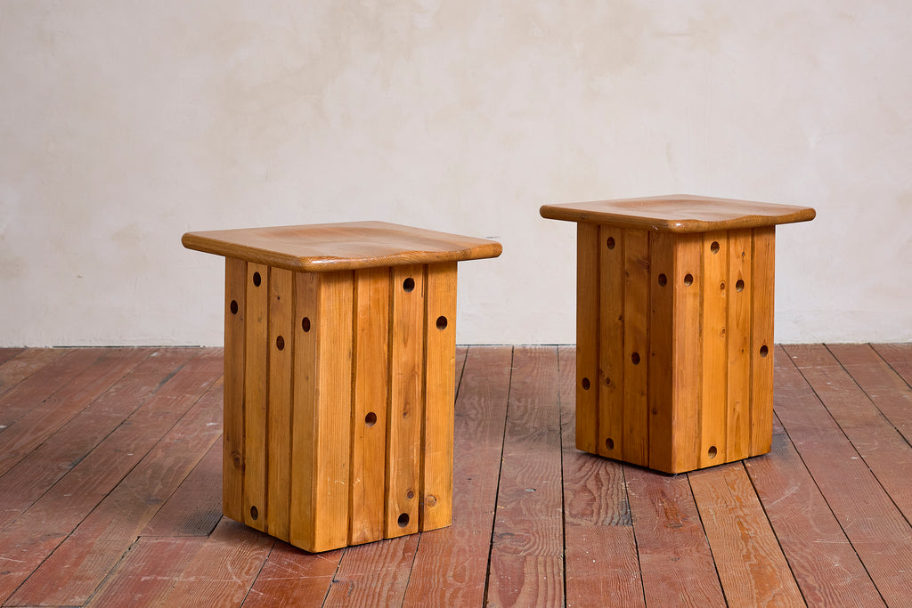 Pair of Pine Stools by Giuseppe Rivadossi