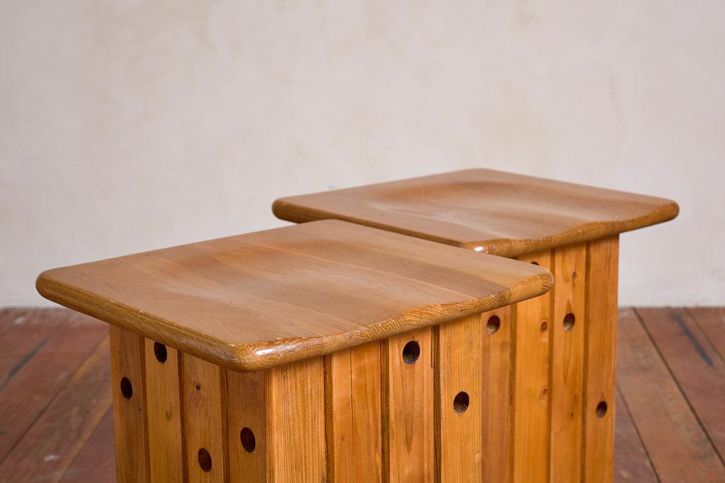 Pair of Pine Stools by Giuseppe Rivadossi