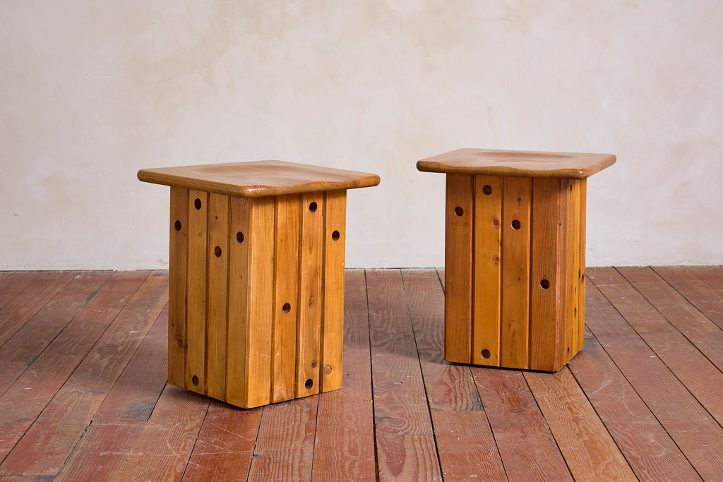 Pair of Pine Stools by Giuseppe Rivadossi