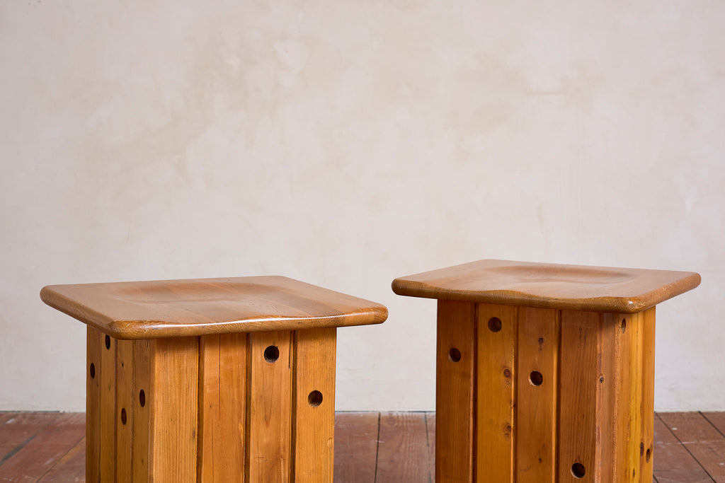 Pair of Pine Stools by Giuseppe Rivadossi