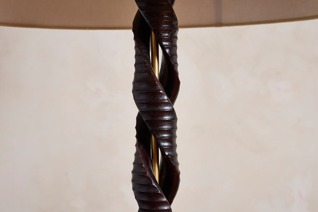 1950's Italian Spiral Wood Floor lamp