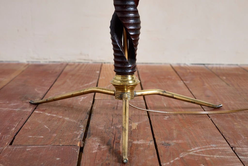 1950's Italian Spiral Wood Floor lamp