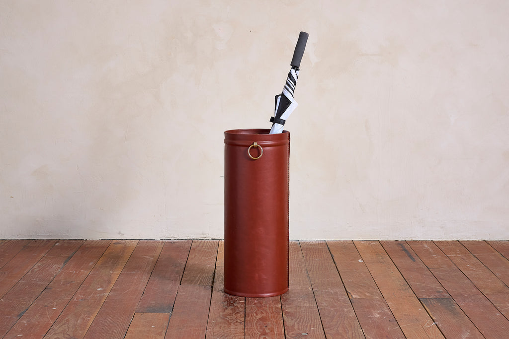 Jacques Adnet Style Leather Umbrella Holder