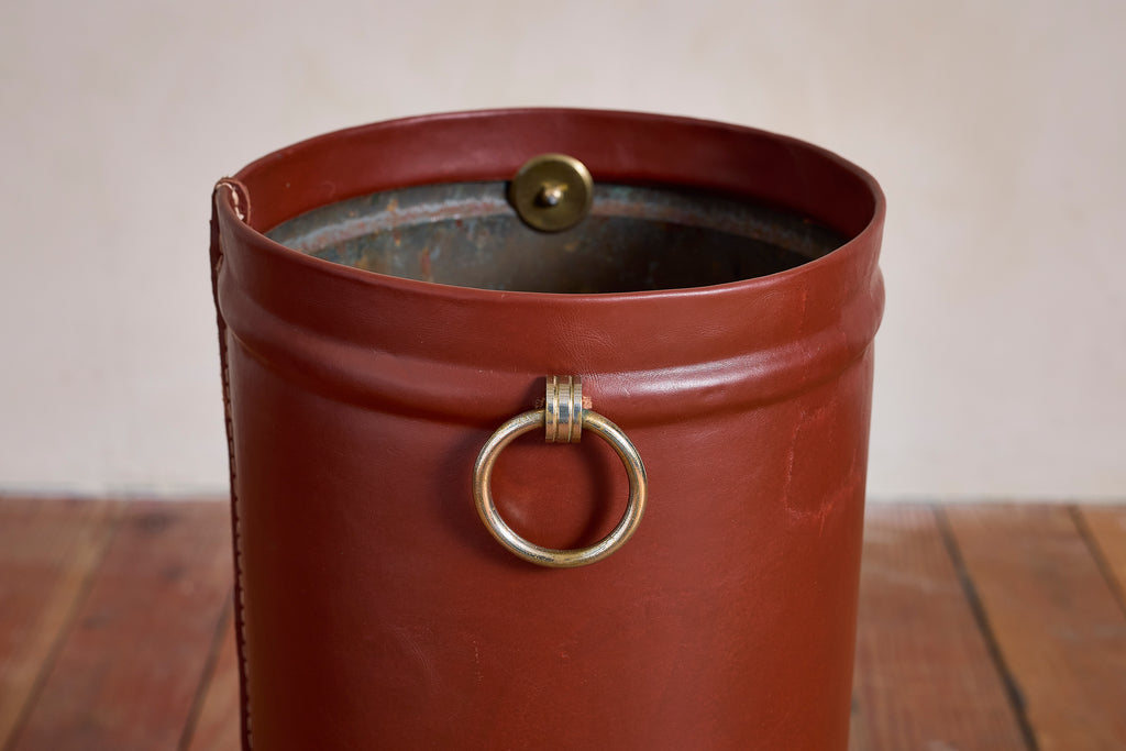 Jacques Adnet Style Leather Umbrella Holder