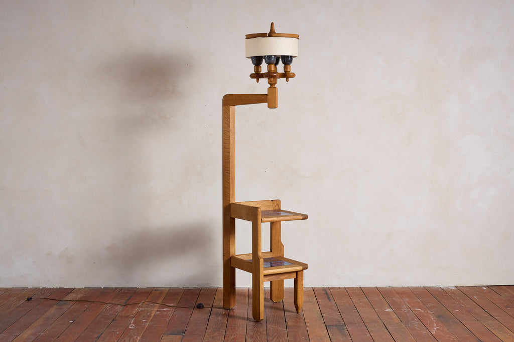 Guillerme et Chambron Floor Lamp with Ceramic Tile Shelves